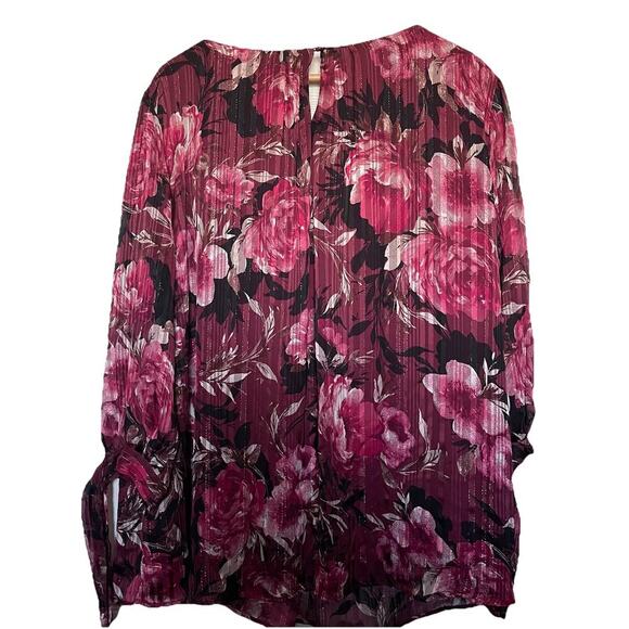 Sara Michelle 3/4 Sleeve Floral Top Size 3X Peasant Boho Romantic Lined - Picture 2 of 5